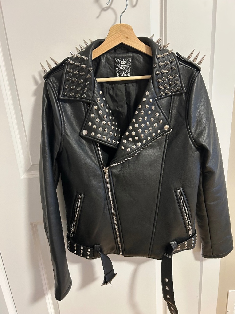 Faux Leather Studded Moto Jacket